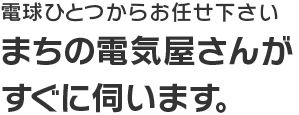 電球ひとつからお任せください　まちの電気屋さんがすぐに伺います。